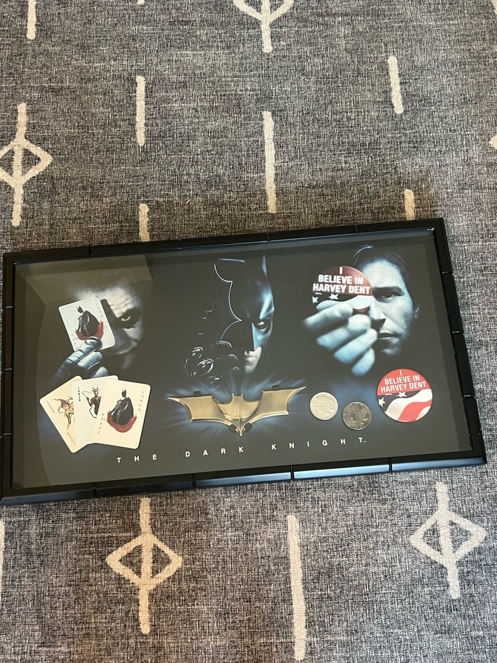DC Comics official The Dark Knight Shadow Box prop replica Batman Joker batarang